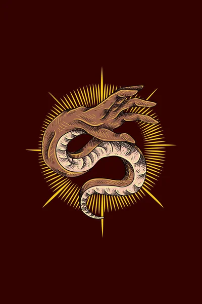 Рука Змеиной Векторной Иллюстрацией — стоковый вектор