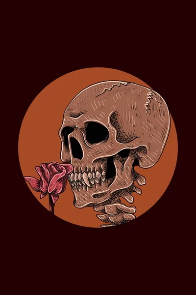 Crâne Avec Illustration Vectorielle Fleurs — Image vectorielle