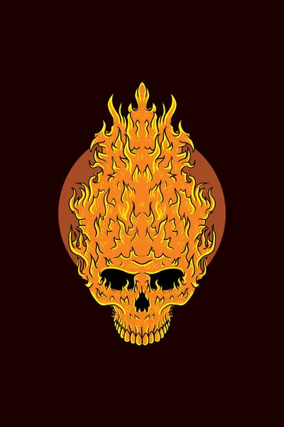 火の頭の頭蓋骨のイラスト — ストックベクタ