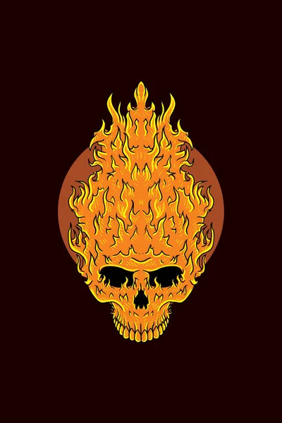 Cabeza Fuego Cráneo Vector Ilustración — Vector de stock