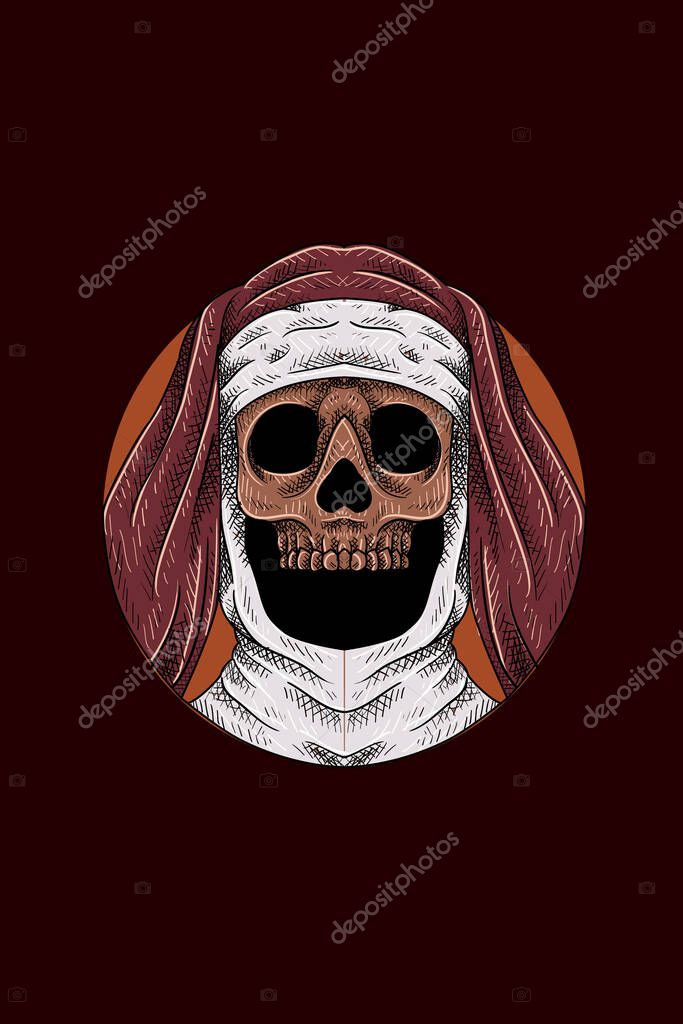 Nun head skull vector illustration