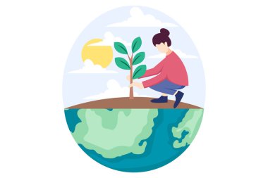 Dünya Günü Düz Tasarım Çizimi