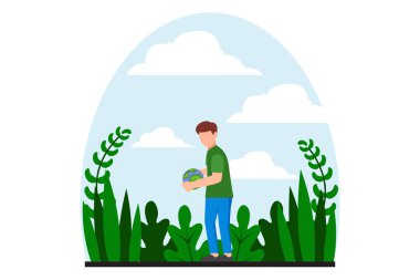 Dünya Günü Düz Tasarım Çizimi