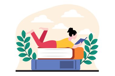 Dünya Kitap Günü Düz Tasarım İllüstrasyonu