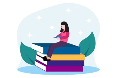 Dünya Kitap Günü Düz Tasarım İllüstrasyonu