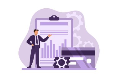 İş Sunumu Düz Tasarım İllüstrasyonu