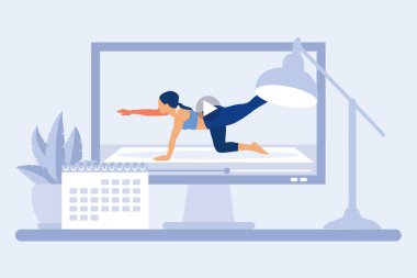 Yoga Egzersiz Düz Tasarım Çizimi