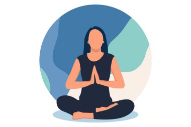 Yoga Meditasyon Düz Tasarım Çizimi