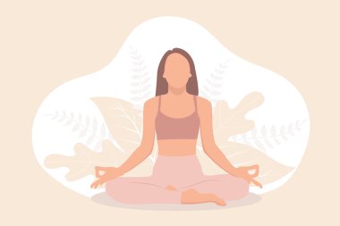 Yoga Meditasyon Düz Tasarım Çizimi