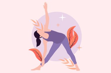 Yoga Egzersiz Düz Tasarım Çizimi