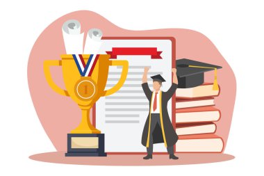 Mezuniyet Günü Düz Tasarım Çizimi