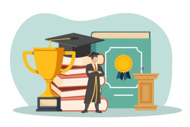 Mezuniyet Günü Düz Tasarım Çizimi