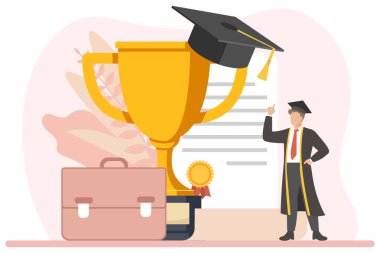 Mezuniyet Günü Düz Tasarım Çizimi