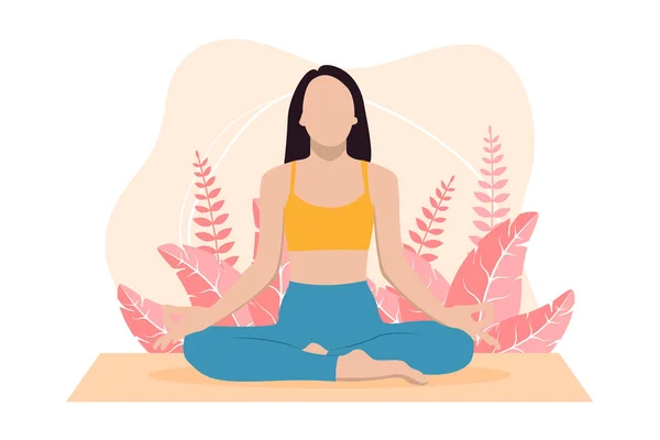 stock vector Yoga Meditation Flat Design Illustration