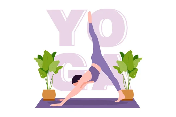 Yoga Ejercicio Diseño Plano Ilustración — Vector de stock