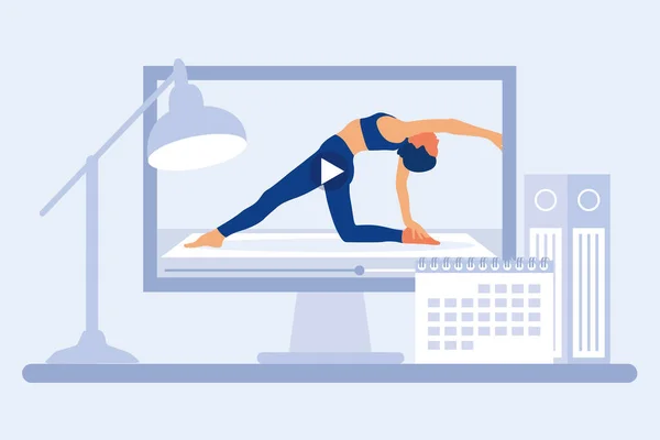 Yoga Άσκηση Επίπεδη Σχεδίαση Εικονογράφηση — Διανυσματικό Αρχείο