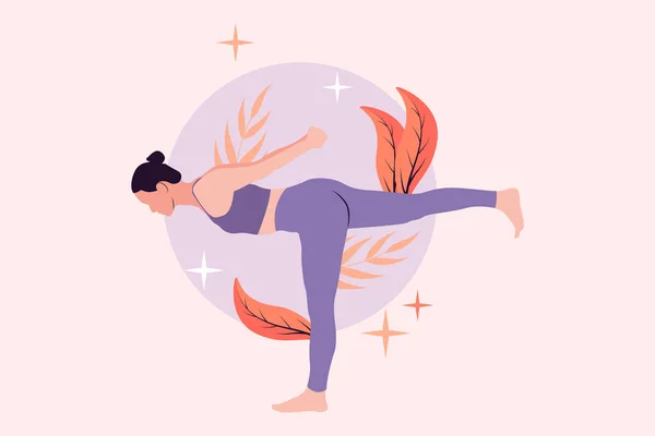 Yoga Oefening Platte Ontwerp Illustratie — Stockvector