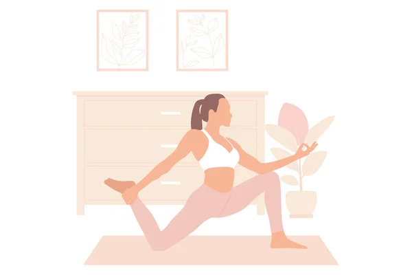 Yoga Exercise Flat Design Illustration — Stock Vector