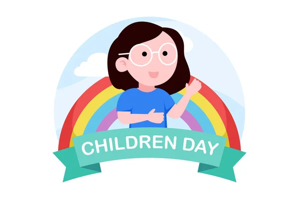 stock vector Children's Day Flat Design Illustration