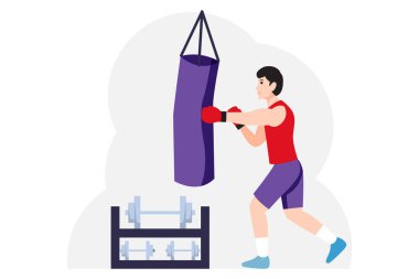 Egzersiz Düz Tasarım Çizimi