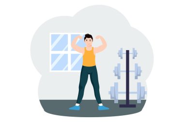 Egzersiz Düz Tasarım Çizimi