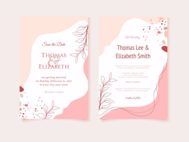 Memphis Stili Düğün Davetiyesi Şablonu Tasarımı