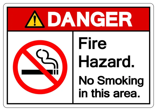 Danger Risque Incendie Interdiction Fumer Dans Cette Zone Symbole Signe — Image vectorielle
