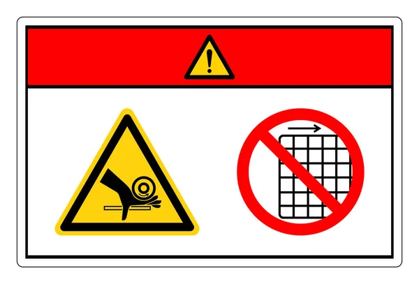 Point Pincement Rouleau Écrasement Main Danger Retirez Pas Signe Symbole — Image vectorielle
