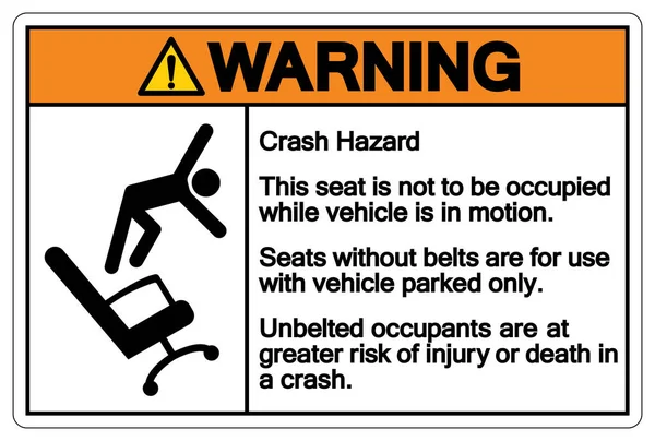 경고이 Seat Occupied While Vehicle Motion Symbol Sign Vector Illustration — 스톡 벡터