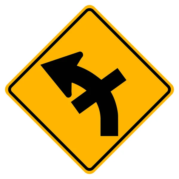 Junta Lateral Carretera Una Curva Signo Símbolo Izquierdo Ilustración Vectorial — Vector de stock