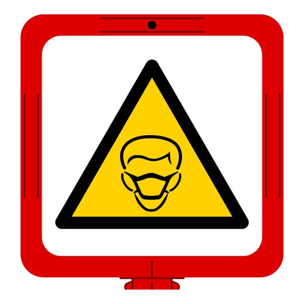 Uyarı Maskesi Sembol Şareti Vektör Llüzyonu Beyaz Arkaplan Etiketinde Zole — Stok Vektör