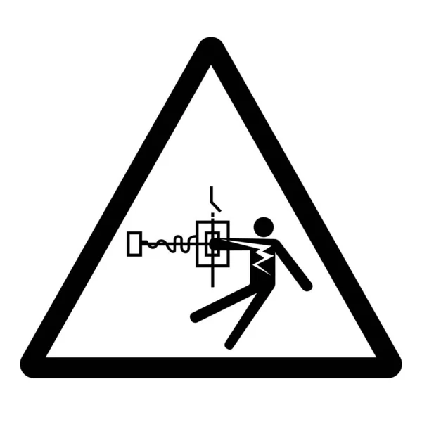 Warnrisiko Elektroschock Symbol Zeichen Vektorillustration Isoliert Auf Weißem Hintergrund Etikett — Stockvektor
