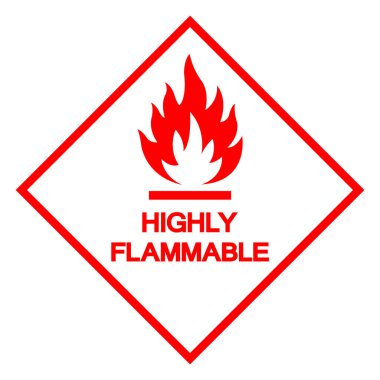 Yüksek Yanıcı Sembol İşareti, Vektör İllüstrasyonu, Beyaz Arkaplan Etiketinde İzole EPS10.  