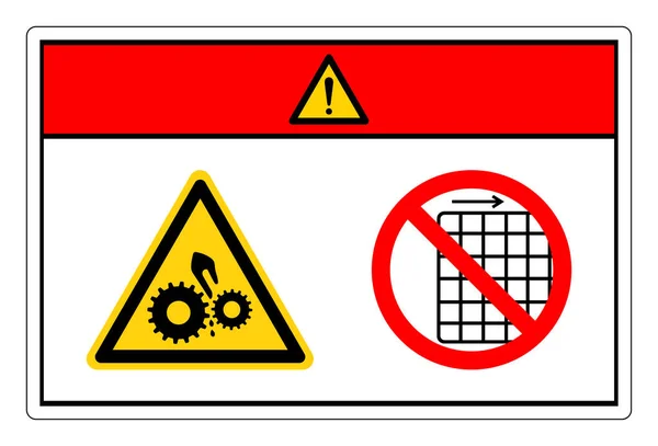 危険移動機械はガード記号記号記号を削除しません ベクトルイラスト 白の背景ラベルに分離 — ストックベクタ