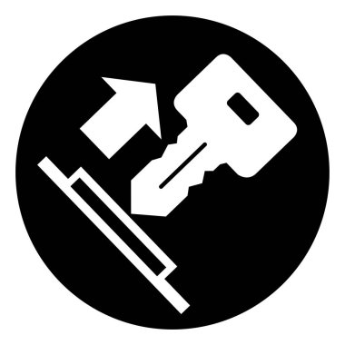 Çek anahtar sembolü işareti, vektör çizim, beyaz arka plan etiketi üzerinde yalıtma. Eps10 