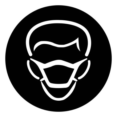 Maske Sembolü İşareti, Vektör İllüzyonu, Beyaz Arkaplan Etiketinde İzole Edilmiş. EPS10  