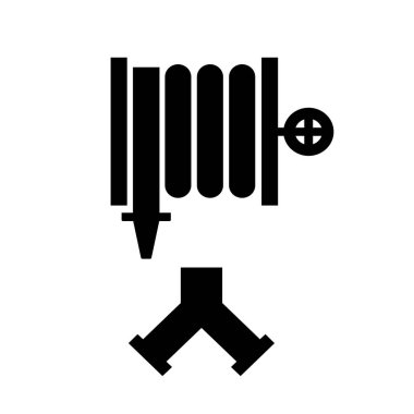 Fire Hose Reel Black Icon, Vektör İllüzyonu, Beyaz Arkaplan Etiketinde Tecrit. EPS10 