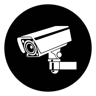 Uyarı CCTV Sembol İşareti, Vektör İllüzyonu, Beyaz Arkaplan Etiketinde İzole EPS10. 