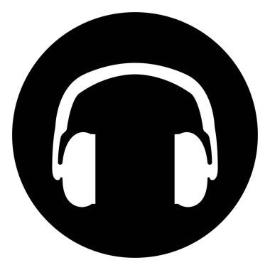 İşitme Koruyucu Sembol İşareti, Vektör İllüzyonu, Beyaz Arkaplan Etiketinde İzole Edilme. EPS10