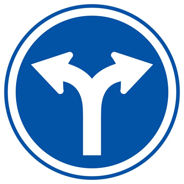 Fork Road Traffic Sign Vector Illustration Isolate White Background Label — Vetor de Stock