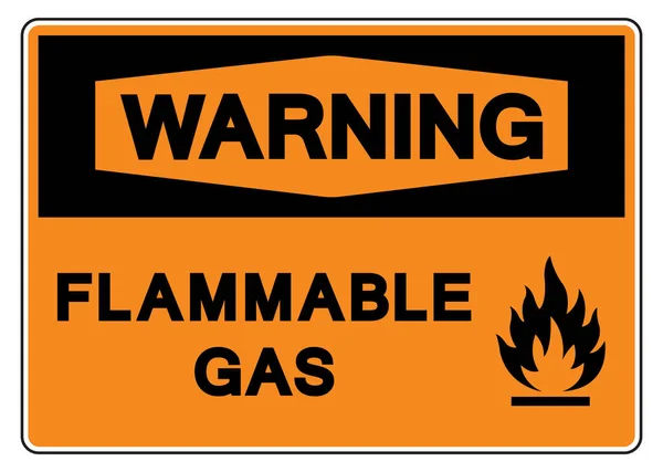 Προειδοποίηση Εύφλεκτο Σύμβολο Αερίου Διανυσματική Απεικόνιση Απομονώστε Λευκό Φόντο Ετικέτα — Διανυσματικό Αρχείο