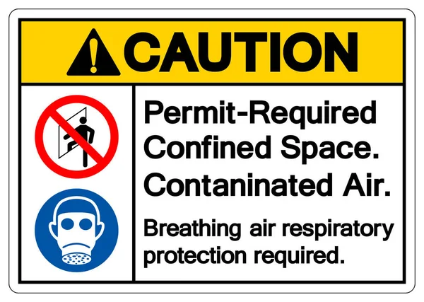 Permiso Precaución Requerido Espacio Confinado Signo Símbolo Aire Contaminado Ilustración — Vector de stock