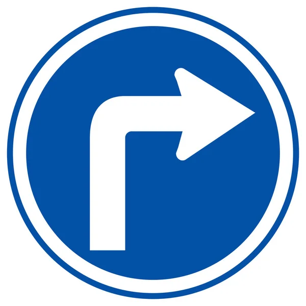 Sağa Trafik Şareti Vektör Llüstrasyonu Beyaz Arkaplan Sembolleri Etiketinde Zole — Stok Vektör