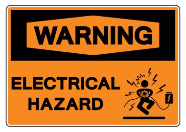 Uyarı Elektriksel Tehlike Sembol İşareti, Vektör İllüstrasyonu, Beyaz Arkaplan Etiketinde İzole Edilme. EPS10 