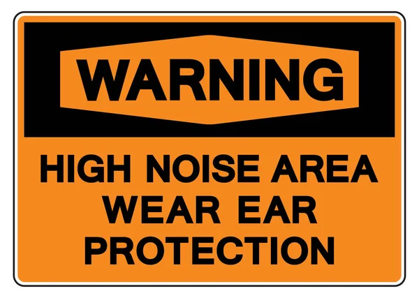 Advertencia Señal Símbolo Protección Oído Desgaste Área Alto Ruido Ilustración — Archivo Imágenes Vectoriales