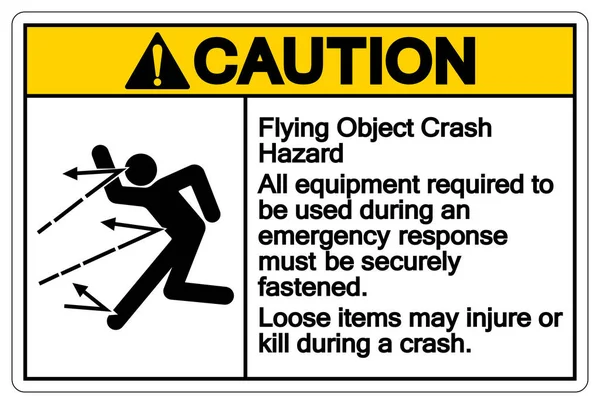 Försiktighet Flying Object Crash Hazard Symbol Skylt Vektor Illustration Isolera — Stock vektor