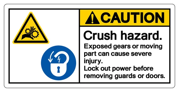 Предупреждение Crush Hazard Открытые Шестерни Движущаяся Часть Привести Серьезным Травмам — стоковый вектор