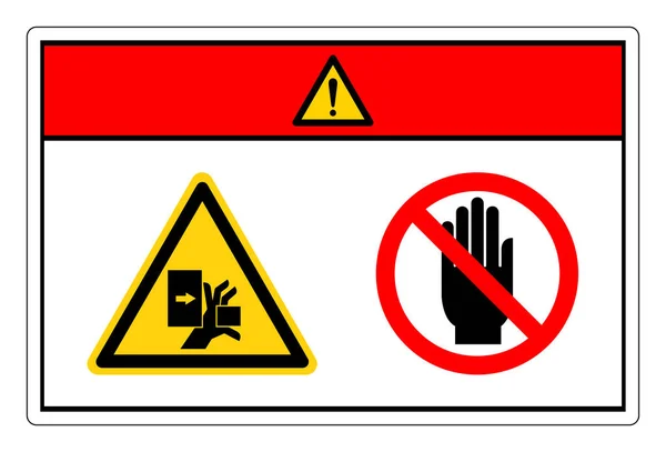 危险的手从左边挤压力不要碰符号符号 矢量图解 白色背景标签上的隔离 Eps10 — 图库矢量图片