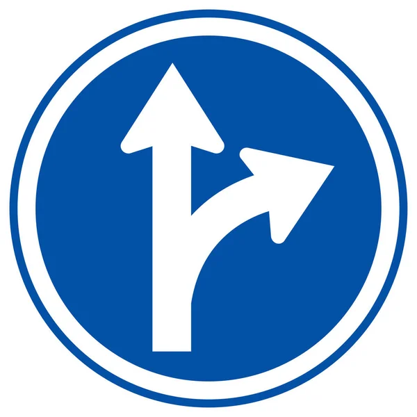 Pokračovat Rovně Nebo Odbočit Vpravo Road Sign Vector Illustration Izolovat — Stockový vektor