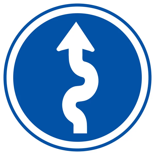 Winding Traffic Road Sign Vector Illustration Elszigetelt Fehér Háttér Címke — Stock Vector